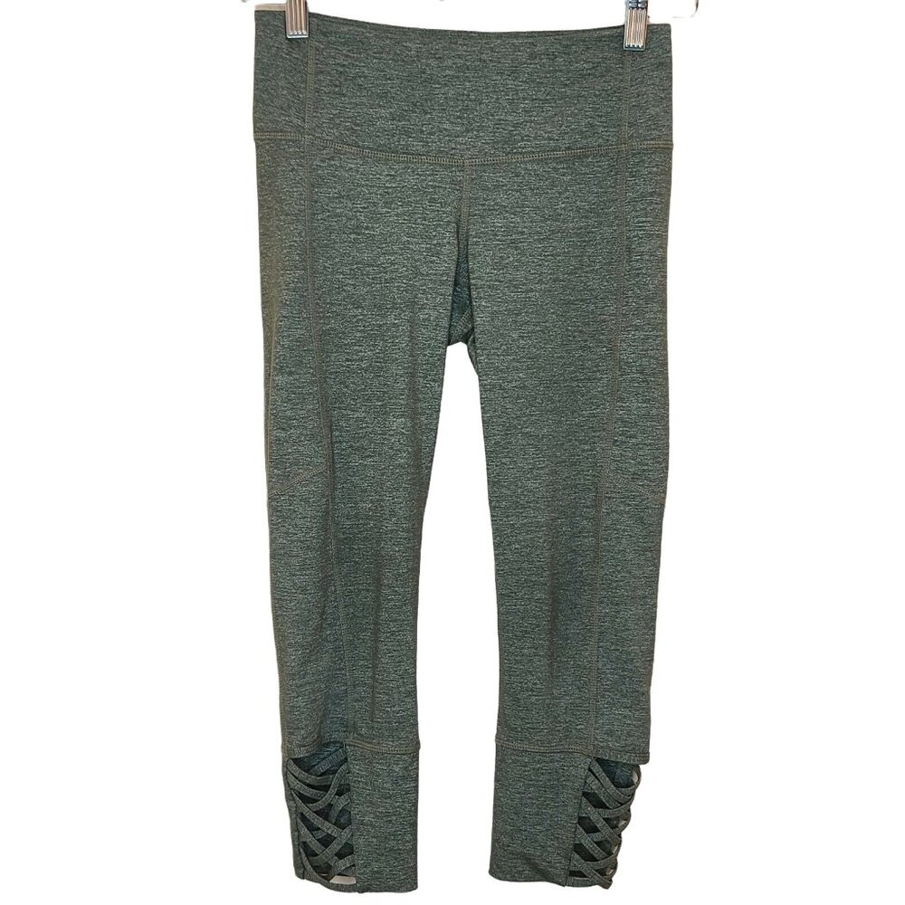Athleta Leggings Womens XS Heather Olive Green Pull On Capri Activewear Workout